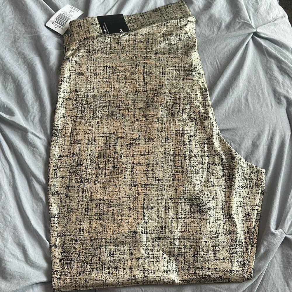 Gold crosshatch foil leggings